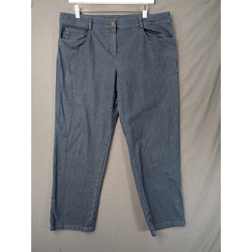 Eileen Fisher Womens Blue Denim Straight Leg Jeans Size L USA Made 6364‎